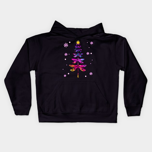 dragonfly christmas tree Kids Hoodie by Ghani Store